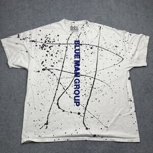 Blue Man Group T-Shirt Paint Splatter White Spellout Men's 2XL Tee